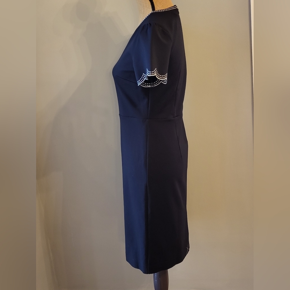 Ann Taylor Size 2 Black Knit Fitted Short Sleeve Dress - Picture 4 of 11